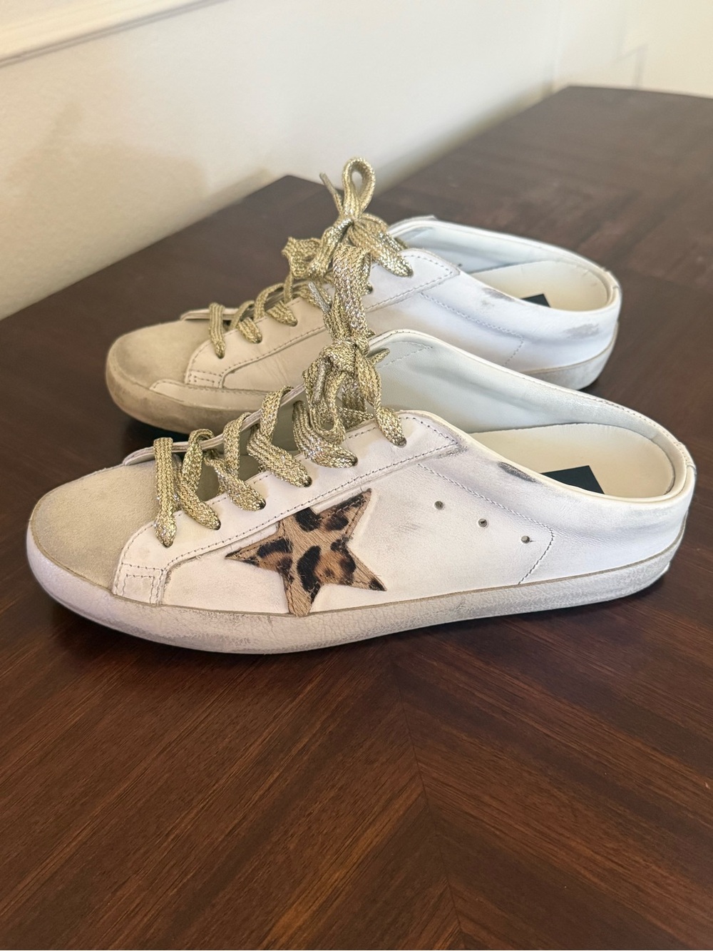 Golden Goose Super Star Sabot Leather Upper Suede Toe Sneakers